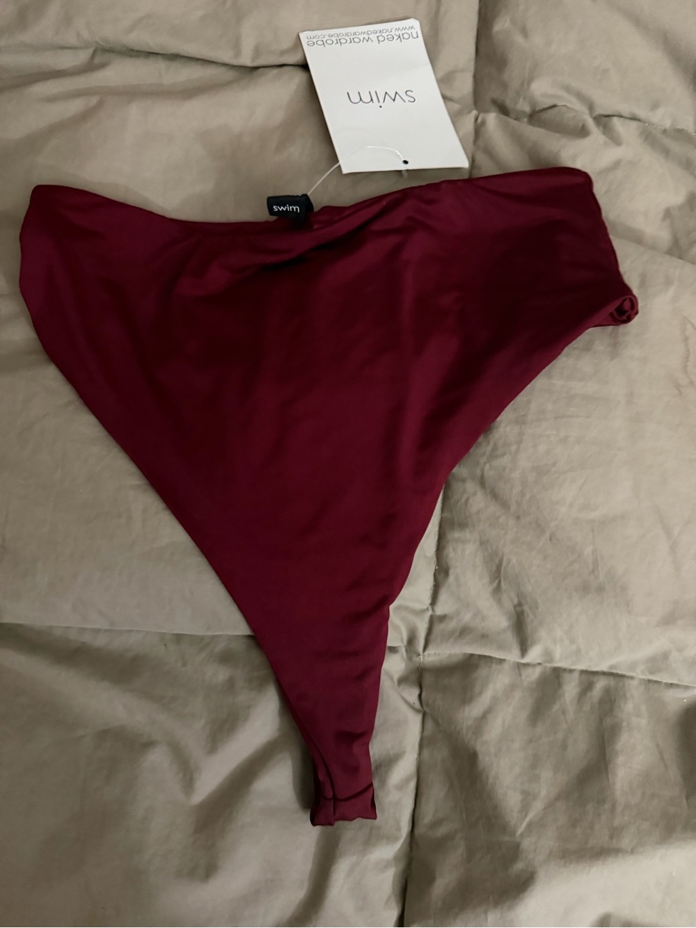 Swim Naked wardrobe Burgundy  Long Sleeve Crop Bikini Set - Picture 4 of 4